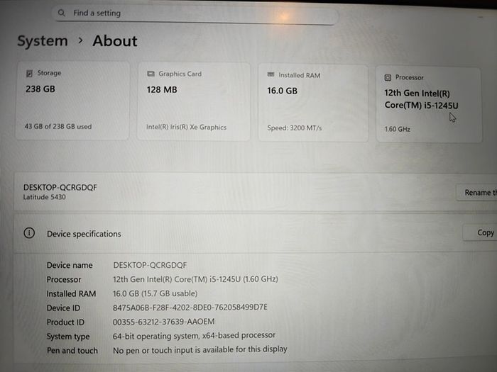 Dell Latitude 5430 Laptop | i5 | 16GB | 256GB | 14" FHD