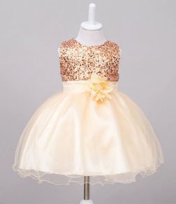 New Girls Sequinned Dress Flower Sash Sleeveless Formal Party Wedding Bridesmaid Sz 18-24 mths