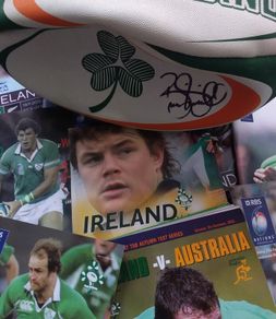 Brian O'Driscoll Signed Rugby Ball , Former Ireland and Leinster , Rugby Union Player , with Some Programmes