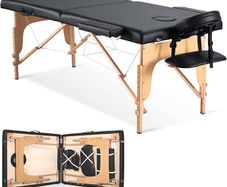 Massage Table Massage Bed Lash Bed Facial SPA Bed Tattoo Table Height Adjustment with Accessories with Carrying Bag 2 Section Wooden (FREE SHIPPING)