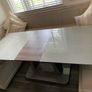 tempered glass extendable  table, driftwood colour base Image 4