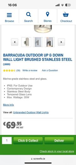 Barracuda Master Lite - Stainless Steel UP/Down Wall Light