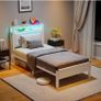 3FT Single Bed Frame with LED Lights and Charging Station Image 10