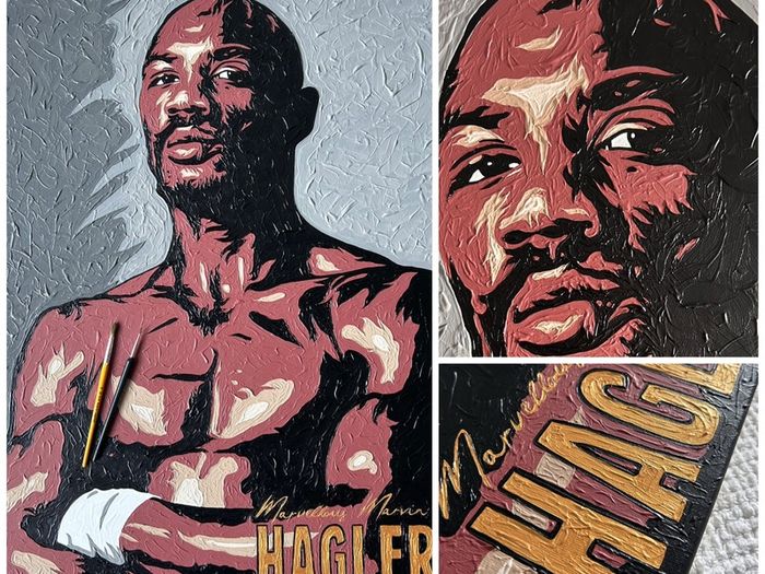 Marvellous Marvin Hagler original portrait painting Boxing one-off original