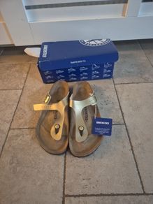 gold Birkenstocks size 43