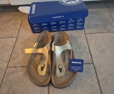 gold Birkenstocks size 43