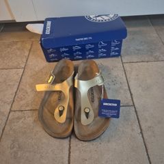 gold Birkenstocks size 43