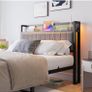 3ft Upholstered Bed Frame with Charging Station/USB Ports and LED Lights Image 4
