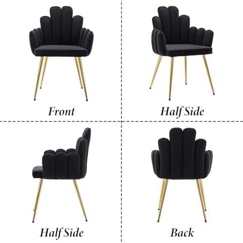 Set of 2 Velvet Dining Room Chairs Accent Chairs with Metal Legs Colours (Black Green Grey Blue white)