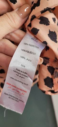 QUIZ blush and black printed blouse Sz 14UK (Fit 12-14UK)