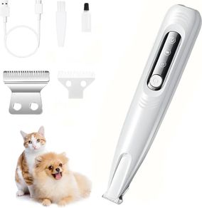 BreezyPaws Pet Dog Cat Paw Trimmer Hair Shaver Grooming Clippers with LED Light Spare Blades Low Noise Waterproof Rechargeable Paw Trimmer Clippers Shaver Razor for Dogs Cats Paws Eyes Ears Face