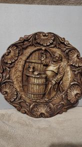 Vintage  German 3D Wooden hanging plate