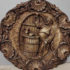 Vintage  German 3D Wooden hanging plate