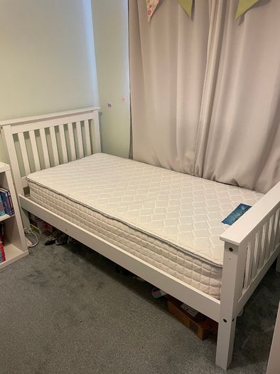 Single bed and mattress