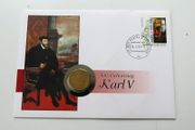 Karl V Holy Roman Emperor coin-medal stamp cover