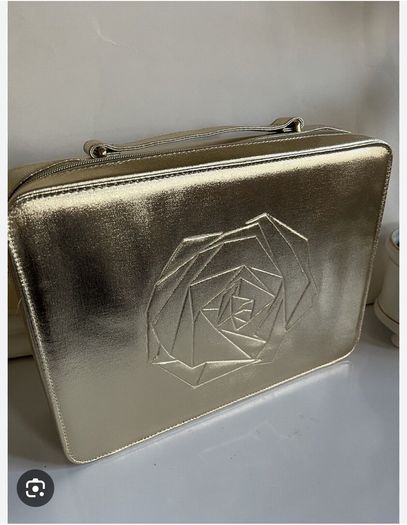 Lancome Gold Bag Cosmetic Vanity Storage Large - New