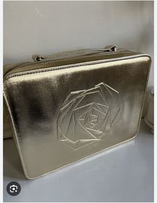 Lancome Gold Bag Cosmetic Vanity Storage Large - New