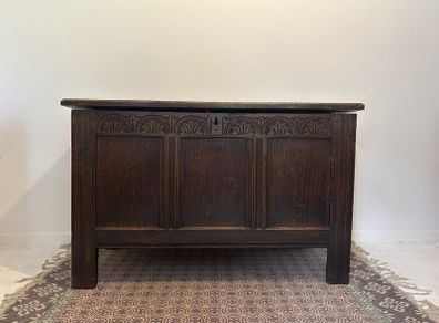 Antique Carved Oak Coffer