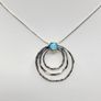 Sterling silver 925 triple circle pendant with blue fire opal and snake chain Image 2