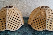 Vintage pair of rattan lampshades