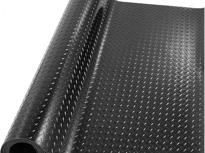 Rubber Garage Floor Mats 1M x 5M / 3.3Ft x 16.4Ft Anti-Slip Diamond Plate Mat 3mm Thick Heavy Duty Commercial Flooring Mat Roll for Under Car, Gym, Garage, Warehouse, Black