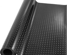 Rubber Garage Floor Mats 1M x 5M / 3.3Ft x 16.4Ft Anti-Slip Diamond Plate Mat 3mm Thick Heavy Duty Commercial Flooring Mat Roll for Under Car, Gym, Garage, Warehouse, Black