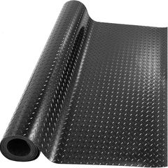 Rubber Garage Floor Mats 1M x 5M / 3.3Ft x 16.4Ft Anti-Slip Diamond Plate Mat 3mm Thick Heavy Duty Commercial Flooring Mat Roll for Under Car, Gym, Garage, Warehouse, Black