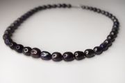 Peacock/black pearls necklace with sterling silver clasp