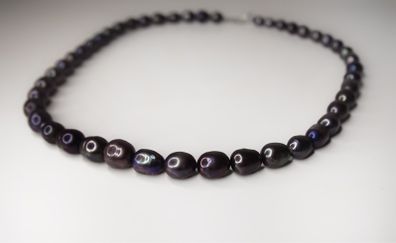 Peacock/black pearls necklace with sterling silver clasp