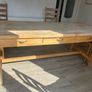 Solid oak dining table and 8 chairs with storage drawers Image 4