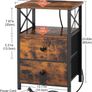 Bedside Table Set of 2, Side Table with Charging Station and Led Lights Image 8