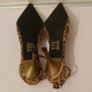 Ladies Leopard Print Gold Shimmer High Heel Shoes Size UK3 EU36 Ankle Strap CAN POST Image 6