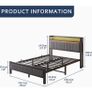 4ft6 Upholstered Bed Frame Double Bed with Charging Station/USB Ports and LED Lights Image 7