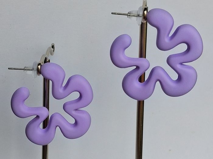 Lilac Silhouette Five Petal Flower Earrings