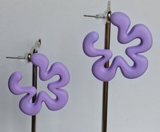 Lilac Silhouette Five Petal Flower Earrings