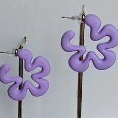 Lilac Silhouette Five Petal Flower Earrings