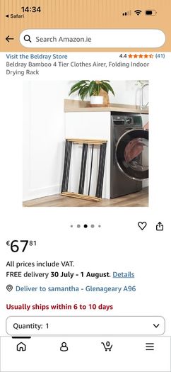 New in packaging Beldray 4 tier bamboo clothes airer