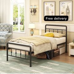 Small Single Bed Frame with Victorian Headboard and Footboard, 2ft6