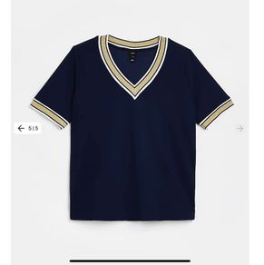 River Island Navy Gold Trim T-Shirt