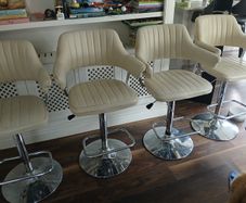 4 Cream Leatherette Barstools - Price Reduced For Quick Sale