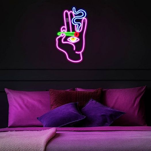 Hand Eye Neon Sign Pink Hand Neon Light for Wall Decor Led Evil Eye Neon Sign USB Man Cave Neon Light Sign for Bedroom Game Room Kids Room Decor Home Bar