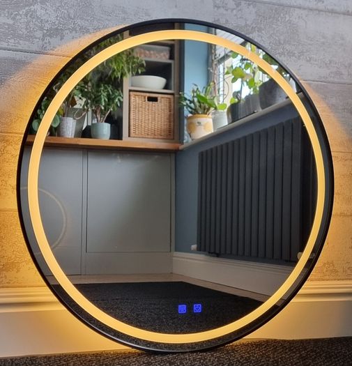LED Bathroom Mirror Black Frame Antifog Defogger