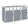 Triple Garbage Bin Shed Grey 213x81x121 cm Steel Image 3