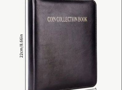 Zipper Faux Leather Case 360 Large Capacity Coin Collection Book Size Grid Mixed Coin Stamp Collection Book Badge Sticker High-end Protective Cover Hot Stamping Storage Book