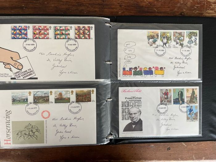 Collection of 80 UK First Day Cover stamps 1970 to 1979 in album with 10 extra pages