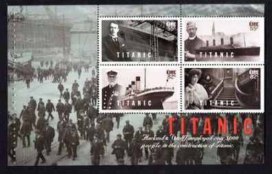 2012 Ireland Titanic Booklet Pane featuring ship being manufactured at Harland and Wolff Mint Never Hinged (MNH). Hibernian HP215a.