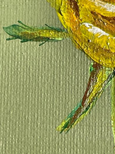 Mini Art - Original Yellow Rose on Canvas