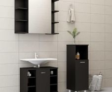 3 Piece Bathroom Furniture Set Black