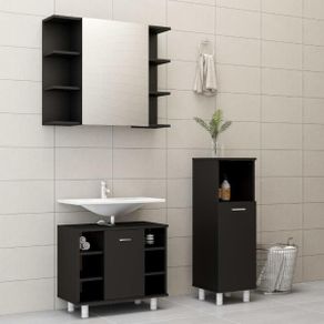 3 Piece Bathroom Furniture Set Black
