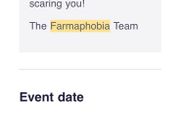 Farmaphobia ticket Haunt x 6; 18.45 on Thursday October 29